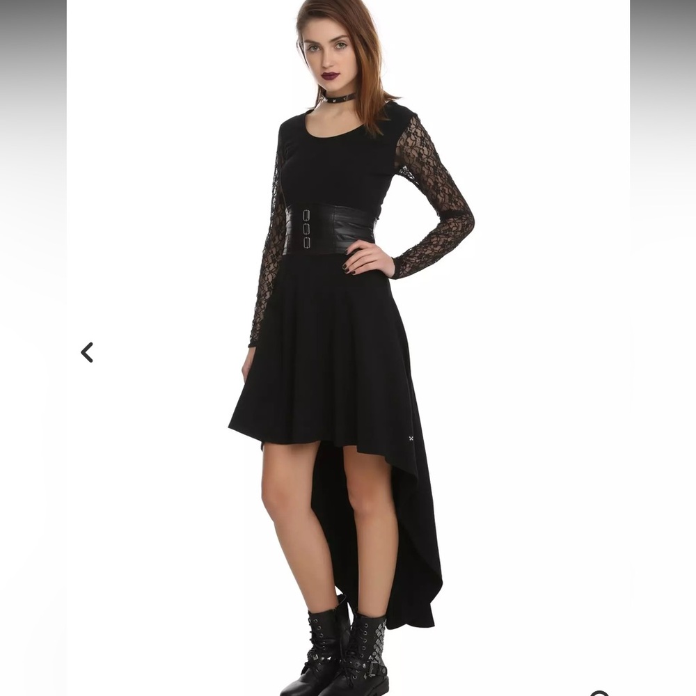 Royal Bones Salem Dress, Black Lace Sleeve, Hi-Lo Hem, Goth,Vampire, Witchy XL